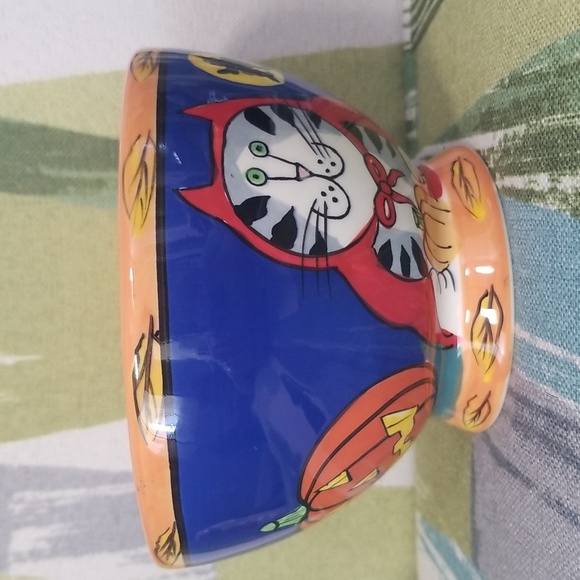 Catzilla Halloween Bowl Candace Reiter Wizard Cat Witchy Devil Hand Painted - Picture 8 of 13